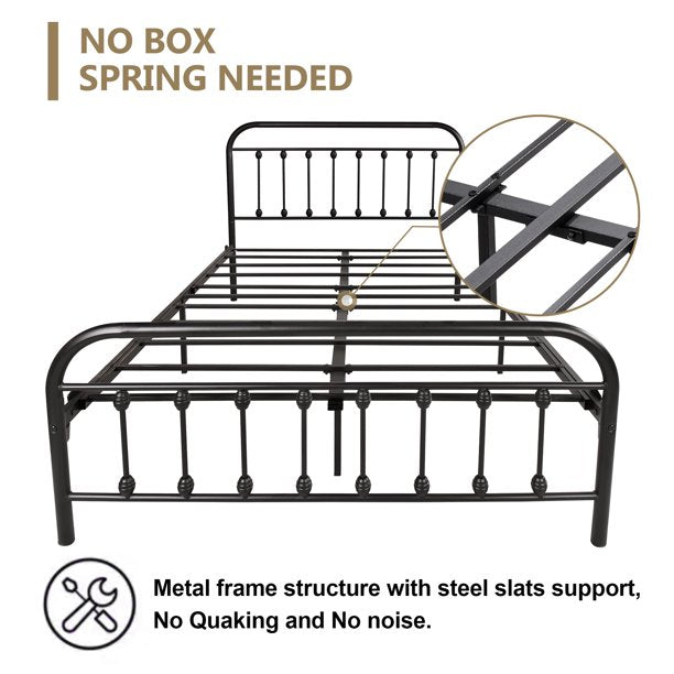 Metal Platform Bed Frame, Sesslife Full Bed Frame for Kids Teens Adults, Black Bed Frame No Box Spring Needed, Full Size Platform Bed Frame with Headboard and Footboard for Bedroom