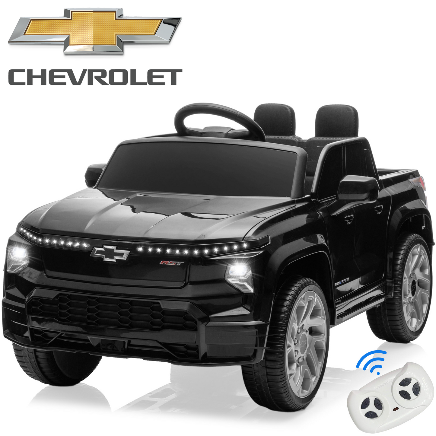 Chevrolet Silverado 24V Ride on Truck, Black Ride on Toys with Remote Control, Battery Powered Ride on Cars for Boys, Electric Truck Cars for Kids to Ride, LED Lights, MP3 Music, Single Seat, Pink