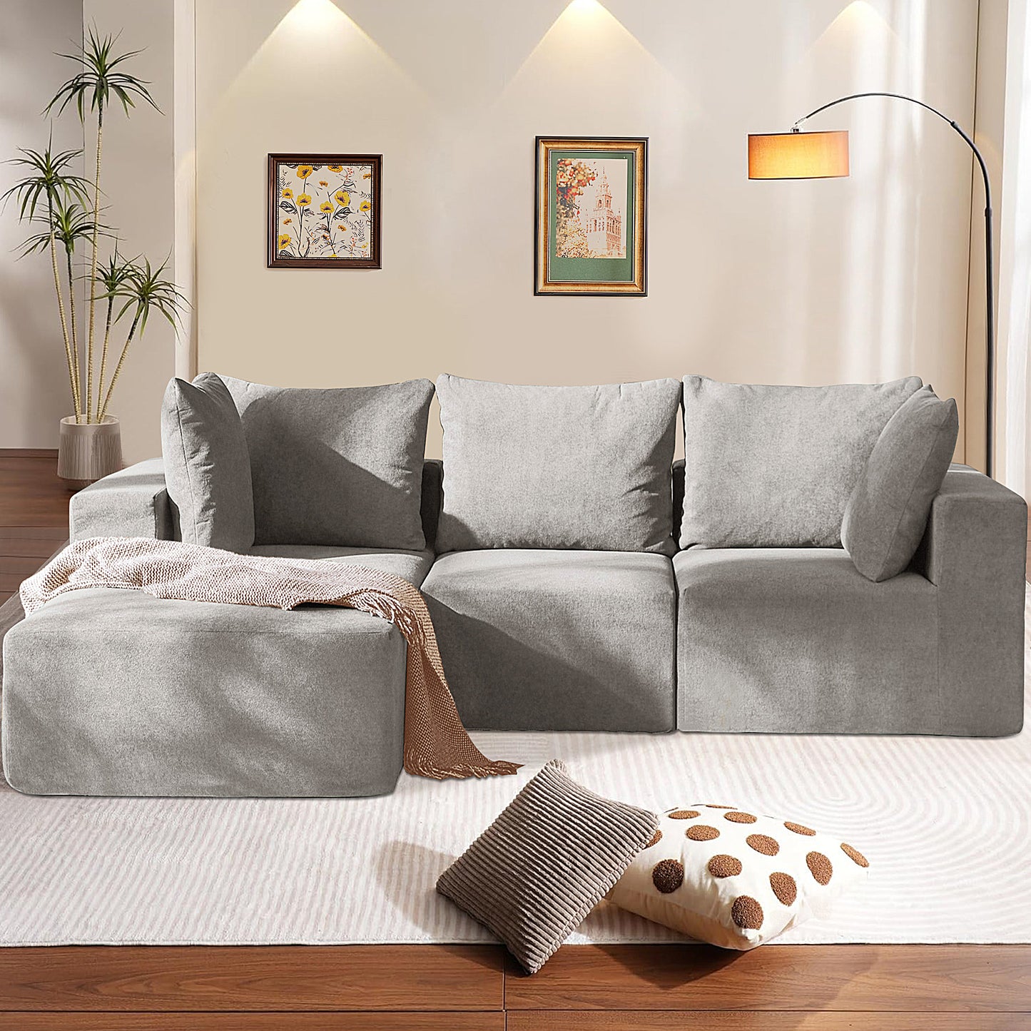 UHOMPERO Sectional Cloud Couch with Chaise and Deep Seat, 111" Oversized L-Shape Stable Sectional Cloud Sofa for Living Room, No Assembly Required, Green