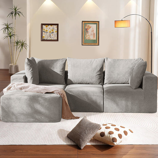 UHOMPERO Sectional Cloud Couch with Chaise and Deep Seat, 111" Oversized L-Shape Stable Sectional Cloud Sofa for Living Room, No Assembly Required, Green