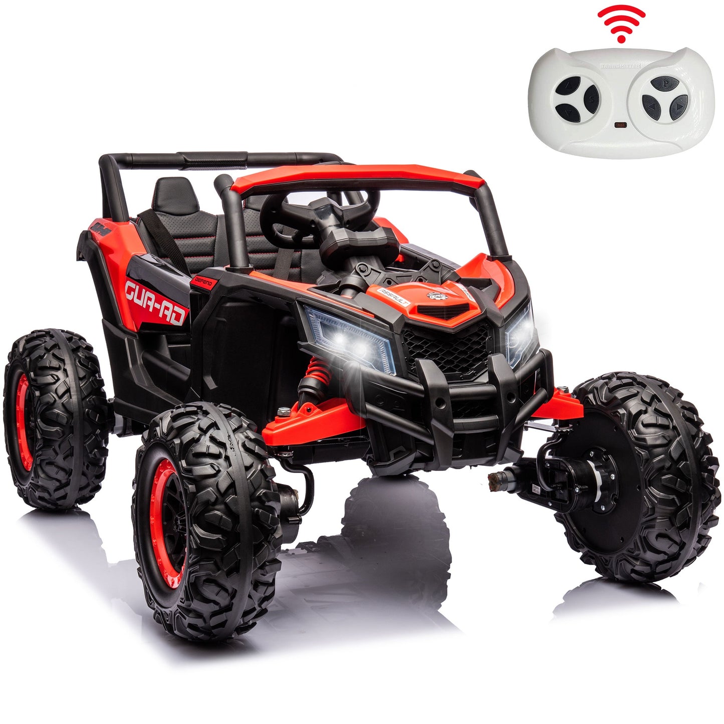 24V Ride on UTV for Kids, Battery Powered Ride on Car with Parental Remote control, Music Player, 4 Wheel Shock Spring, 3 Point Safety Belt, Ride on Toy for Boys and Girls 3 4 5 6 Years Olds, Black