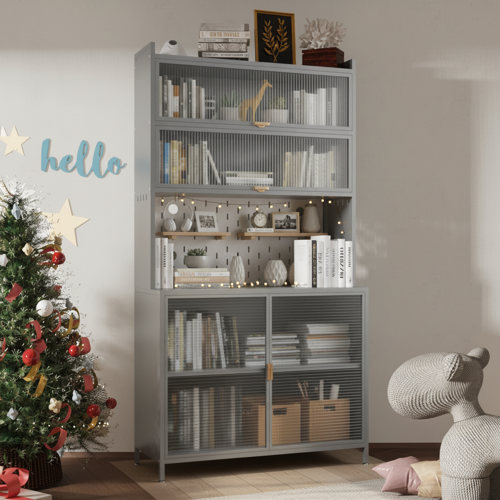 SESSLIFE 73" Tall Spacious Pantry Cabinet with Flip Door, 6-Tier Anti-Tip Design Metal Storage Cabinet, Adjustable Shelves for Kitchen, Dining Room, Living Room in White