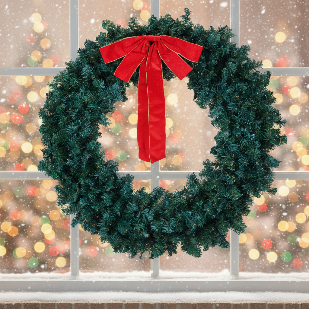 SESSLIFE 48in Pre-Lit Christmas Wreath, Large Artificial Xmas Wreath with LED Lights, Remote Control and Stepless Dimming, Full Outdoor Wreath for Front Door, Gate, Green