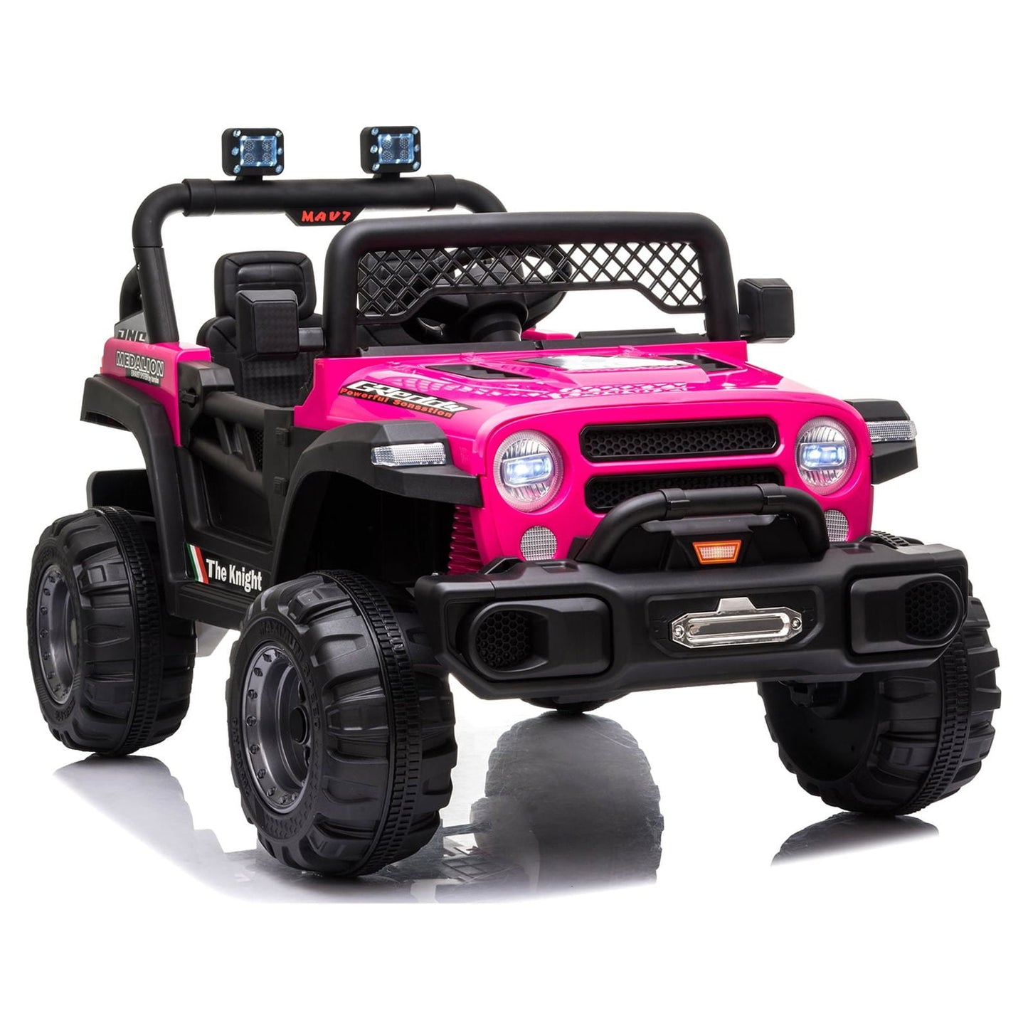 Ride on Toys for Girls, Electric Ride on Car with Remote Control, Spring Suspension, Led Lights and Music Player, Rose Red Ride on Truck UTV Battery Cars for Kids