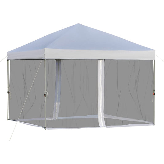 10.5' x 10.5' Patio Gazebo, Outdoor Canopy Gazebo with Mosquito Netting and Double Roof, Beige Popup Gazebo for Lawn, Garden, Backyard, Deck