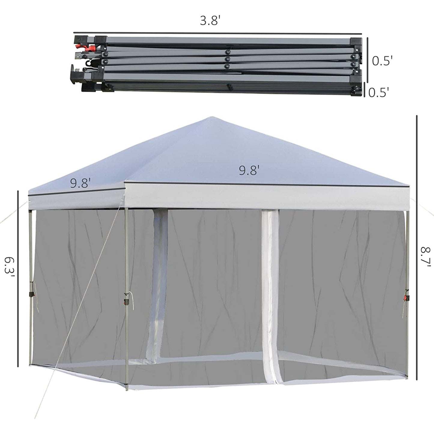 10.5' x 10.5' Patio Gazebo, Outdoor Canopy Gazebo with Mosquito Netting and Double Roof, Beige Popup Gazebo for Lawn, Garden, Backyard, Deck