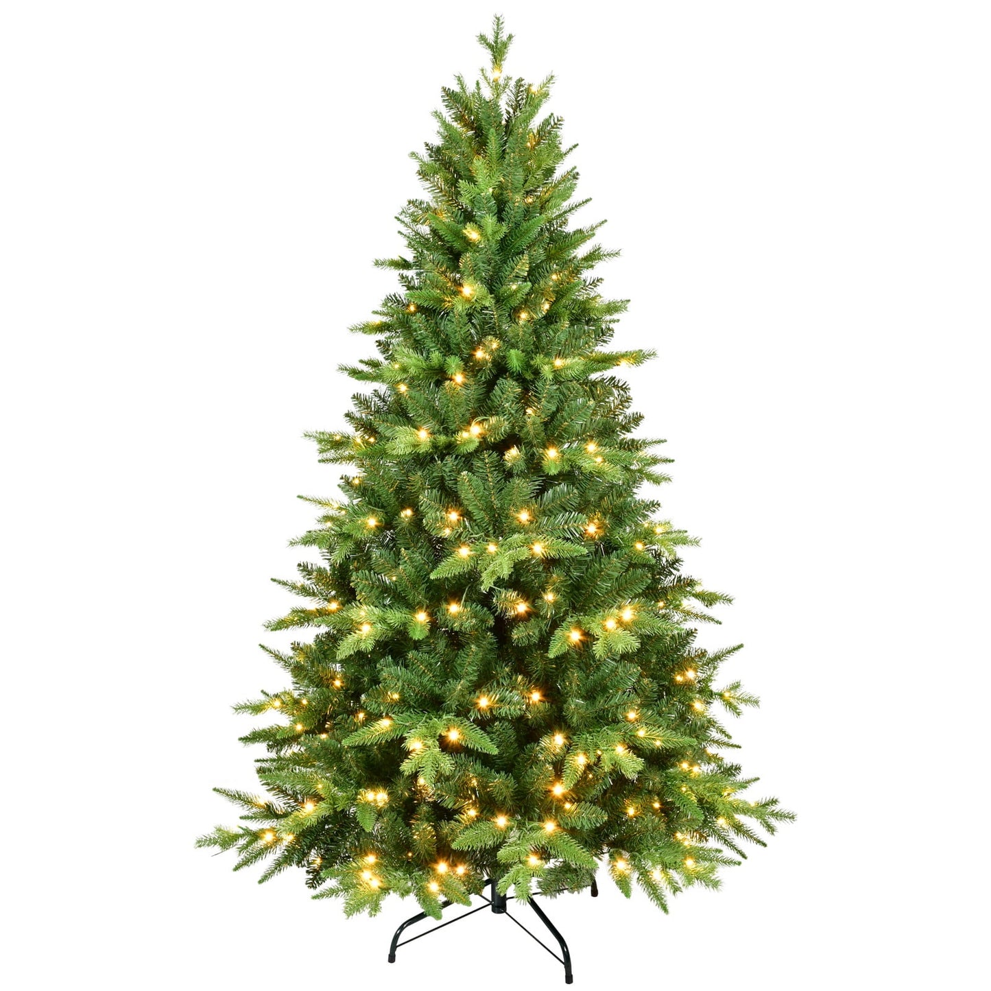 Christmas Tree with Lights, 7.5ft Prelit Artificial Christmas Tree with Metal Stand, 350 Pre-strung Led Lights and 1420 Tips, Xmas Trees Seasonal Holiday Decoration Tree