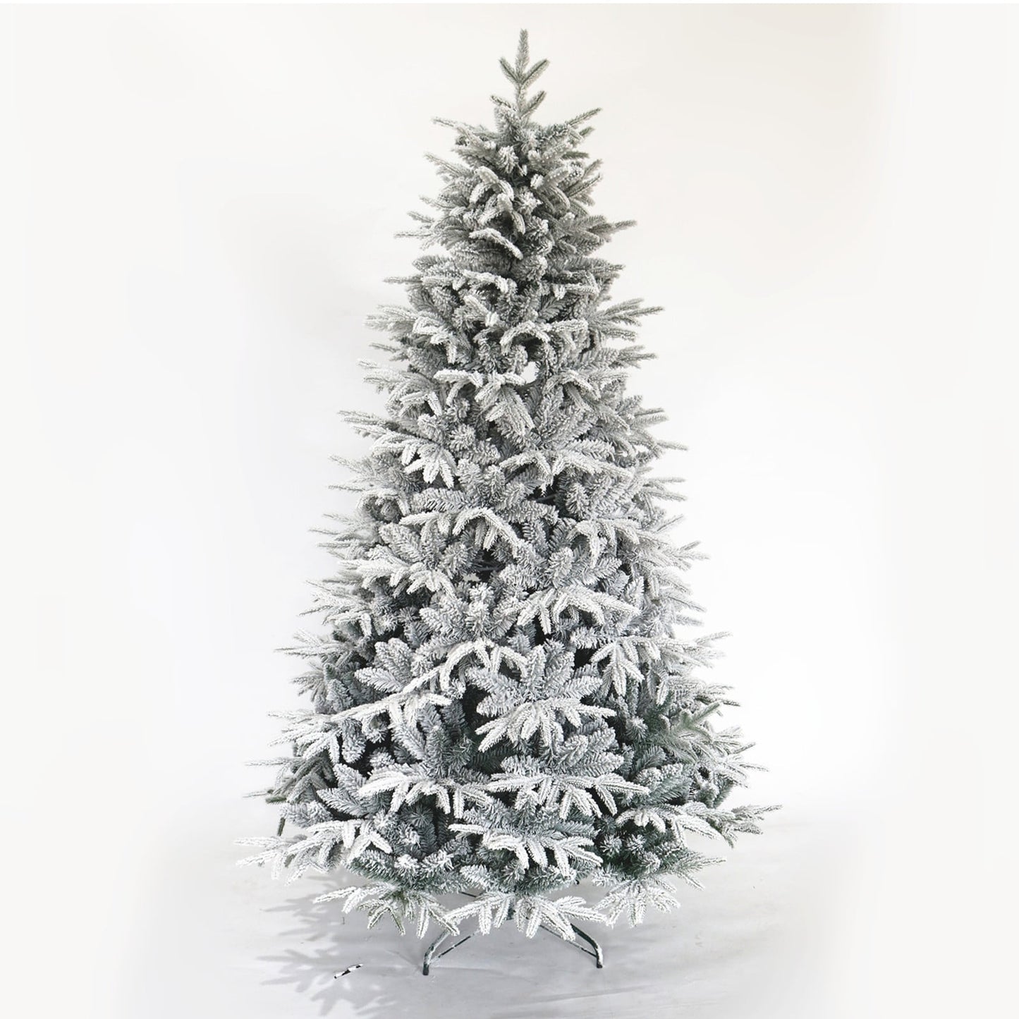 6ft Flocked Christmas Tree with Lights, Artificial Christmas Tree with Metal Stand, 928 Branch Tips Christmas Tree for Indoor Outdoor Home Holiday Decoration