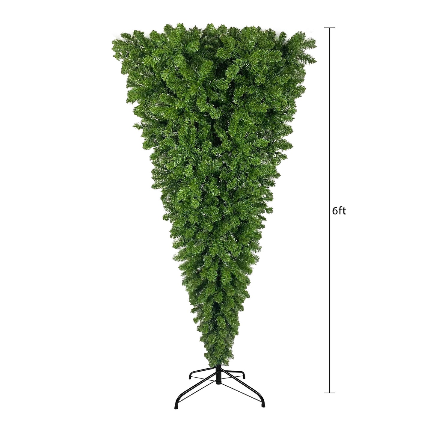 Prelit Artificial Christmas Tree, 6ft Upside Down Christmas Tree with Lights, 1000 Tips, Green Christmas Tree for Home Party Decoration