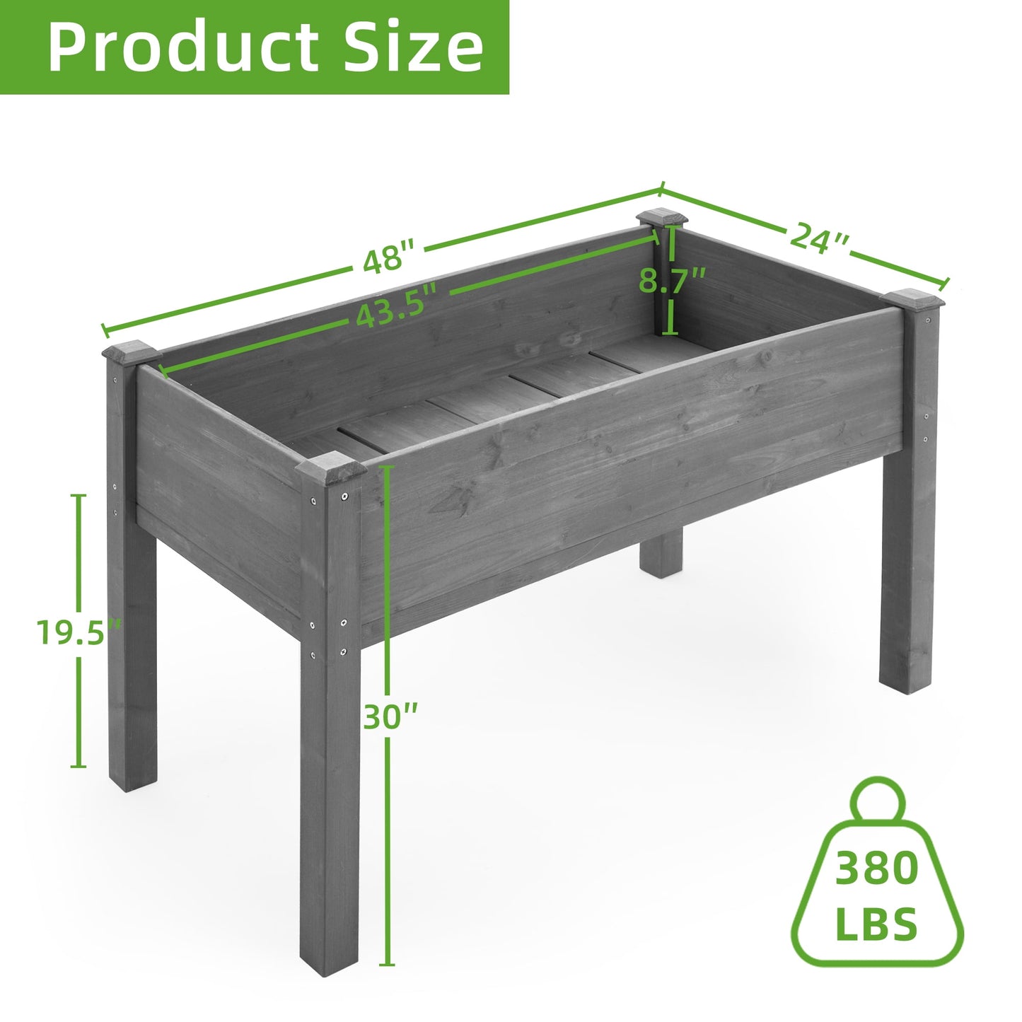 Elevated Garden Bed, Counter Height Raised Garden Bed, Rectangle Planter Box for Vegetable Fruit Herb Growing, Planter Raised Stand Grow Box with Legs