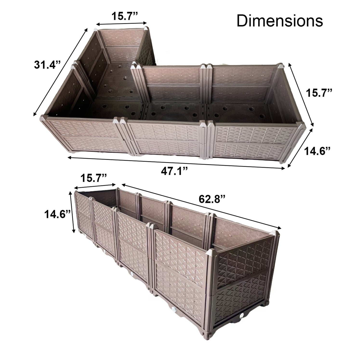 4 Pieces Raised Garden Bed, Plastic Elevated Garden Bed Kit, Free Splicing Planter Box for Vegetable Fruit Herb Growing, Planter Raised Grow Box