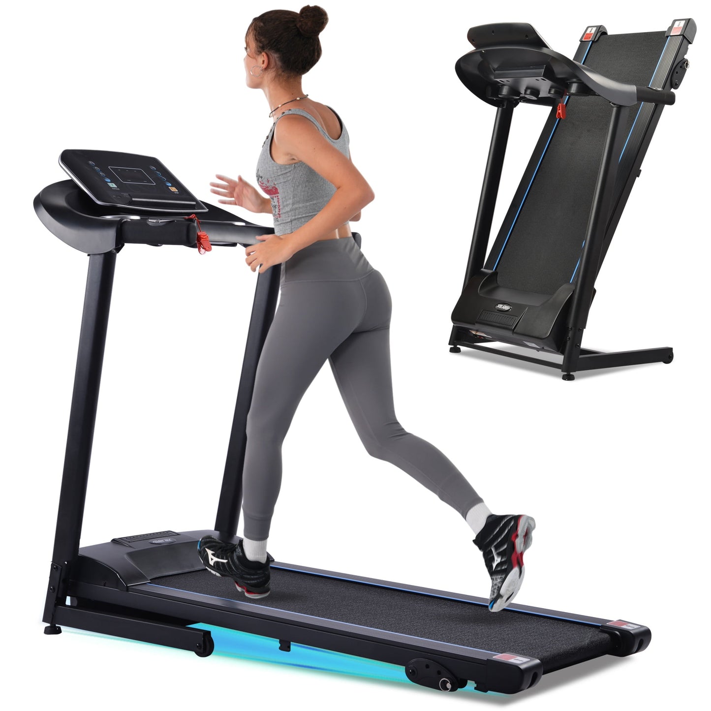 Sesslife Folding Treadmill for Home, 3 In 1 Under Desk Electric Treadmill, Running Walking Jogging Workout Machine for Woman Man, 12 Pre Programs Running Machine, 240 LB Max Weight, Black
