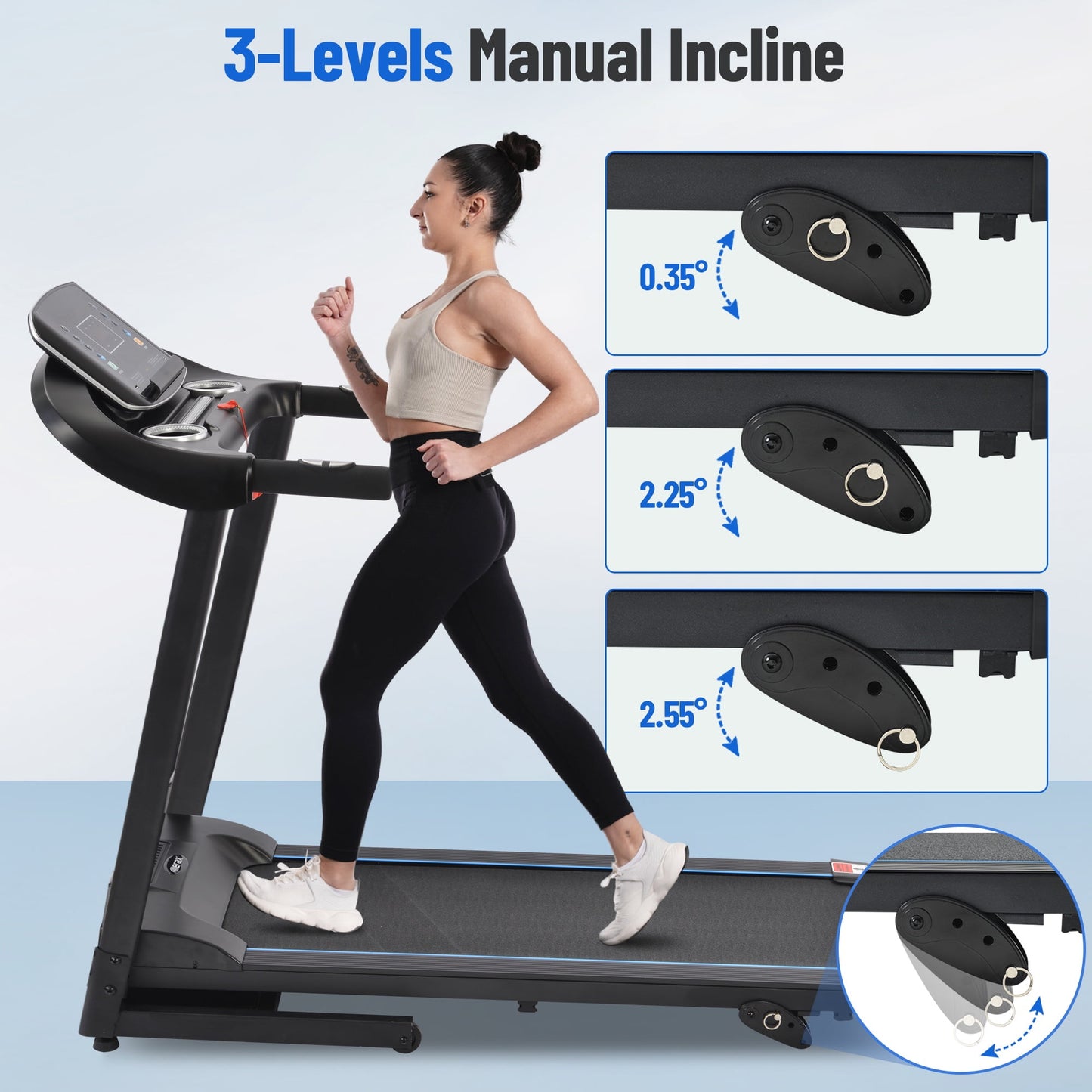 Sesslife Folding Treadmill for Home, 3 In 1 Under Desk Electric Treadmill, Running Walking Jogging Workout Machine for Woman Man, 12 Pre Programs Running Machine, 240 LB Max Weight, Black