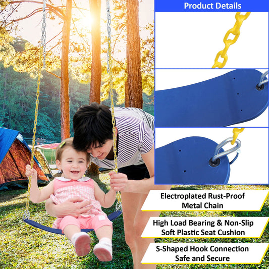 2 in 1 Swing Set for Outside, Heavy Duty A-Frame Metal Swing Set with Disc Tree Swing and Belt Swing
