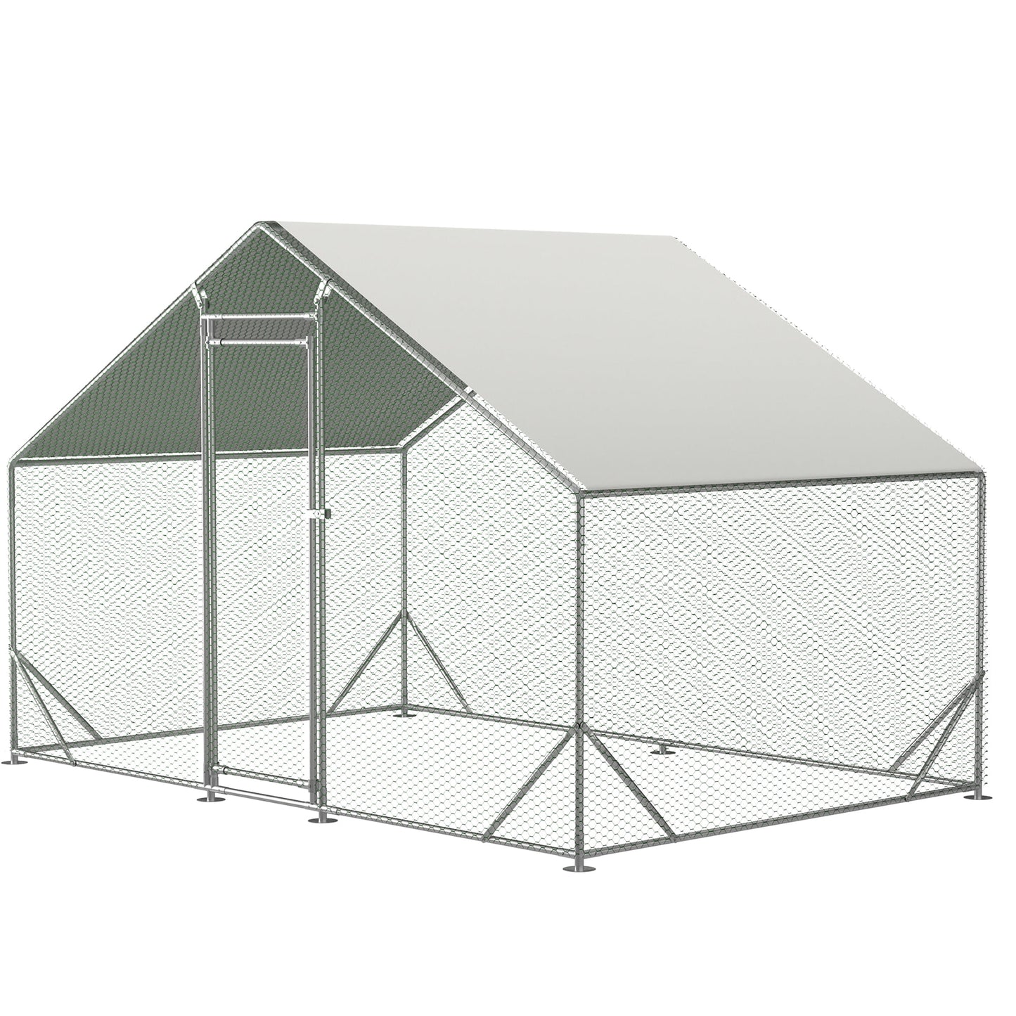 Large Chicken Coop, Metal Walk-In Chicken Run Coop with Waterproof and Anti-Ultraviolet PE Cover Roofed and Secure Lock, Outdoor Poultry Duck Hen Rabbits Cage Fence, 10' X 6.6' X 6.56'
