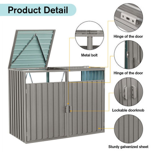 41 cu.ft Outdoor Garbage Shed, Horizontal Resin Storage Shed, Resistant Tool Shed for Storage of Bike/Trash Cans/Garden Tools/Lawn Mowers