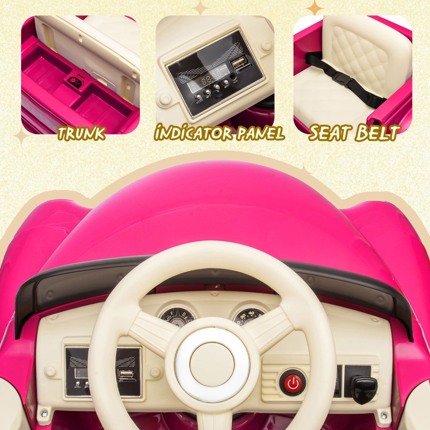 12V Chevrolet 3100 Ride On Truck Car for Kids with Remote Control, Vintage Electric Car for Boys Girls with LED Lights, USB, Bluetooth, Music, Battery Powered Kids Electric Vehicle, Ages 3+ (Pink)