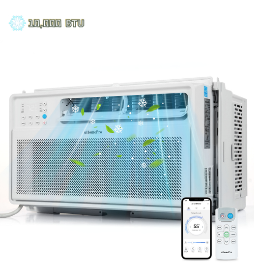 10,000 BTU Portable Window Air Conditioner w/ Cool & Heat - Cools up to 450 Sq. Ft, Uhomepro Air Conditioners w/ Washable Filter & Adjustable Window Fit, Energy Star Rated 7.0, White