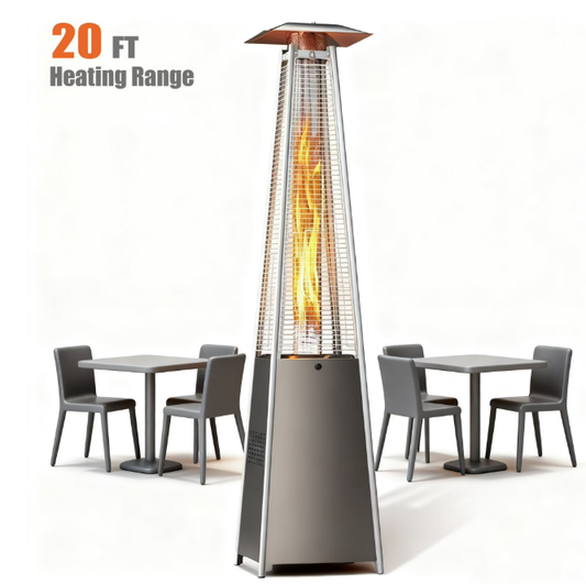 Enyopro Heavy Duty Patio Heater for Outdoor Use, 480,00 BTU Outdoor Propane Heater with Cover, ETL Certificated, Sliver