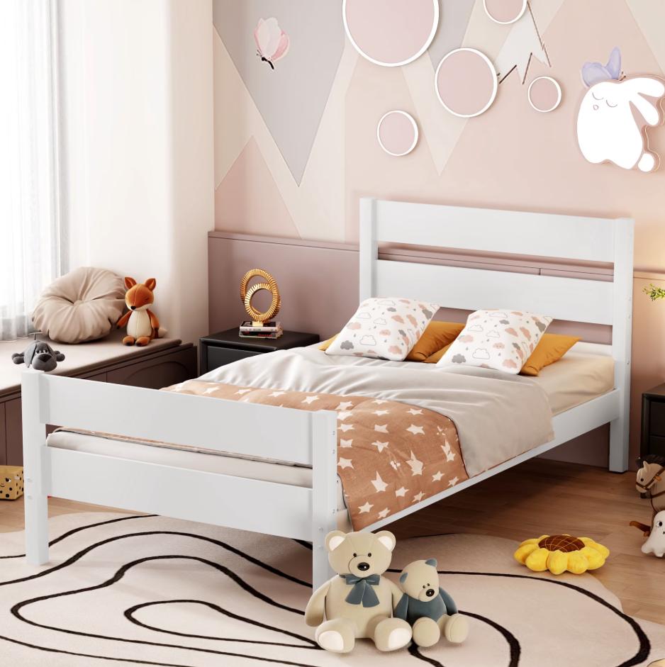 SESSLIFE Twin Bed Frame, Solid Wood Twin Size Bed Frame with Headboard & Footboard, Under Bed Storage, No Box Spring Needed, Easy Assembly, for Bedroom, Guest Room, Espresso