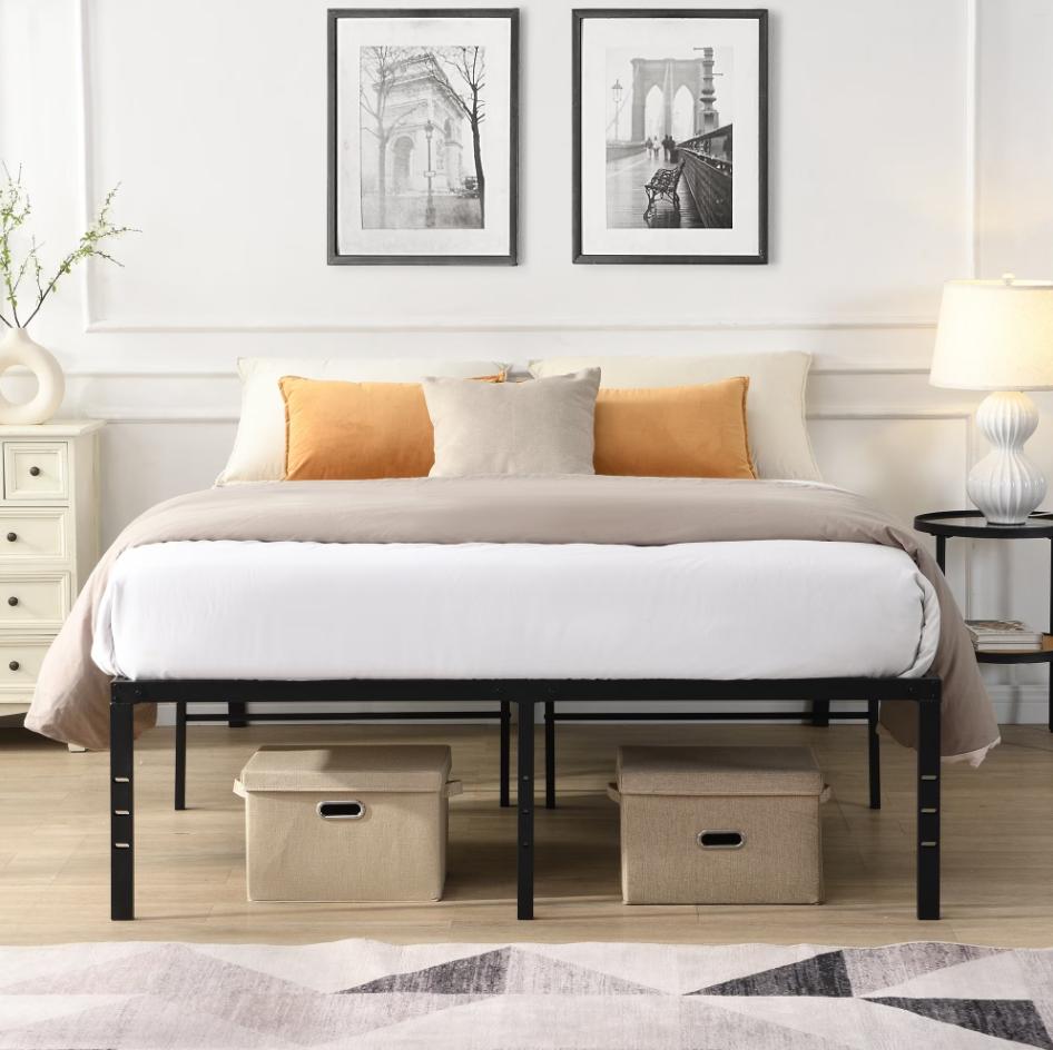 SESSLIFE King Size Bed Frame, 17.6" Platform Bed Frame with Under Bed Storage, Heavy Duty Steel Slat Support No Box Spring Needed, Noise Free, Easy Assembly, Black