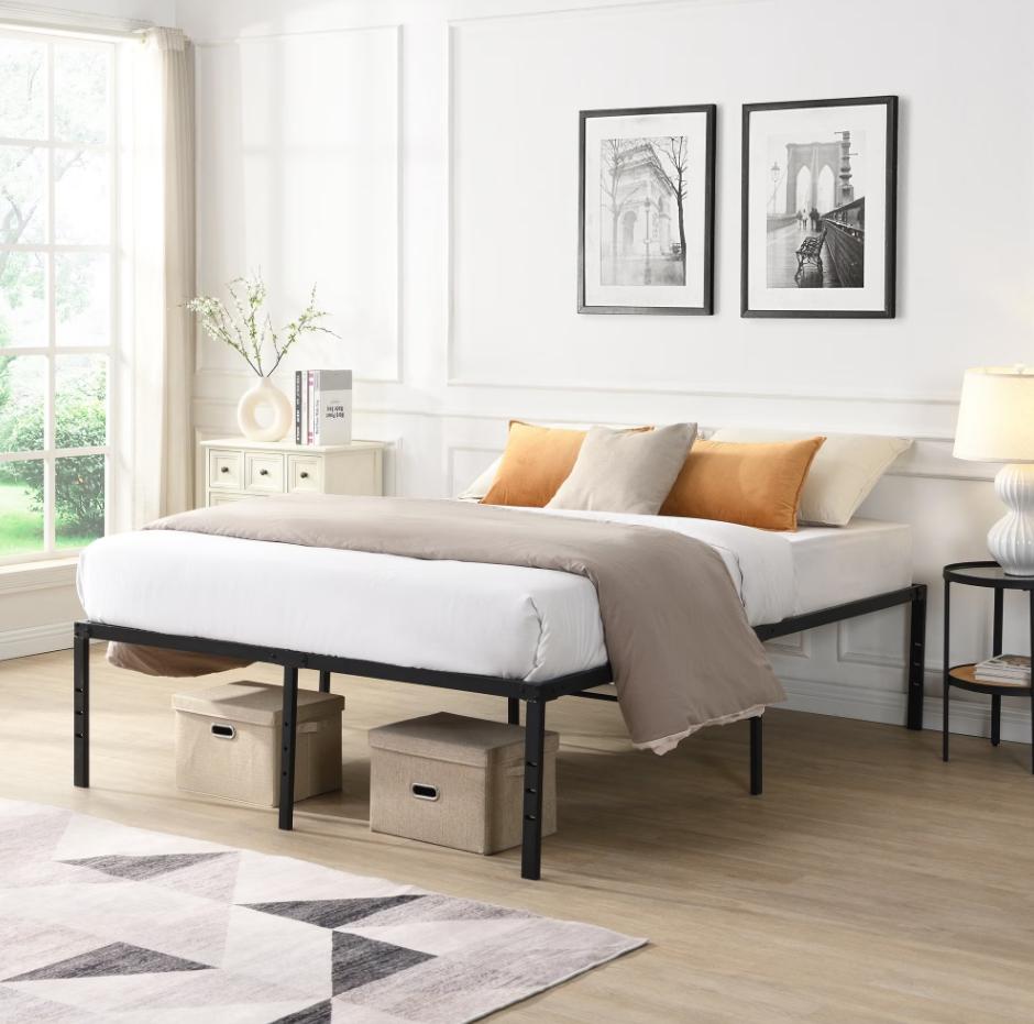 SESSLIFE King Size Bed Frame, 17.6" Platform Bed Frame with Under Bed Storage, Heavy Duty Steel Slat Support No Box Spring Needed, Noise Free, Easy Assembly, Black