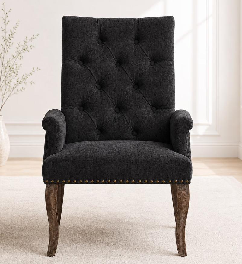 SESSLIFE Dining Chair, Tufted Chenille Dining Room Chairs with Nailhead Trim and Wood Legs, Fabric Upholstered Kitchen Chairs for Dining Kitchen Living Room, Beige
