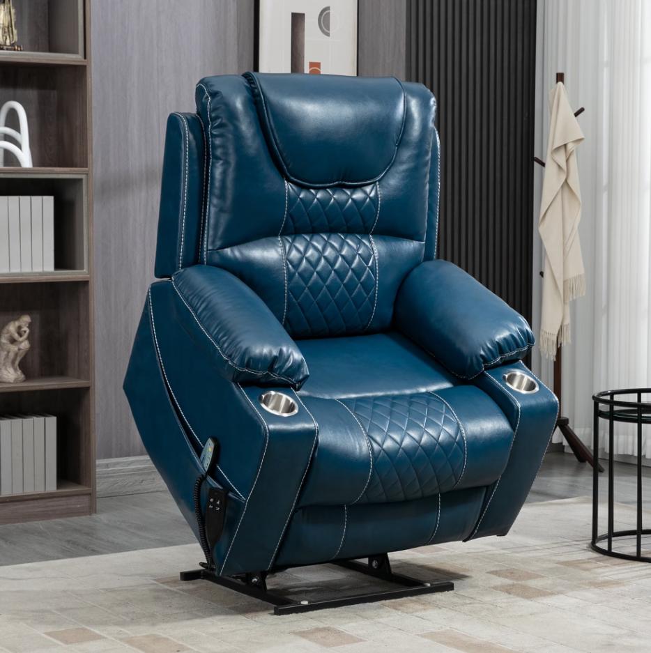 Sesslife Power Lift Recliner Chair with Massage and Heat for Elderly and Adults, Modern Electric Recliners with Side Pockets and Cup Holders for Living Room, Ergonomic Lounge Recliner Chair, Brown
