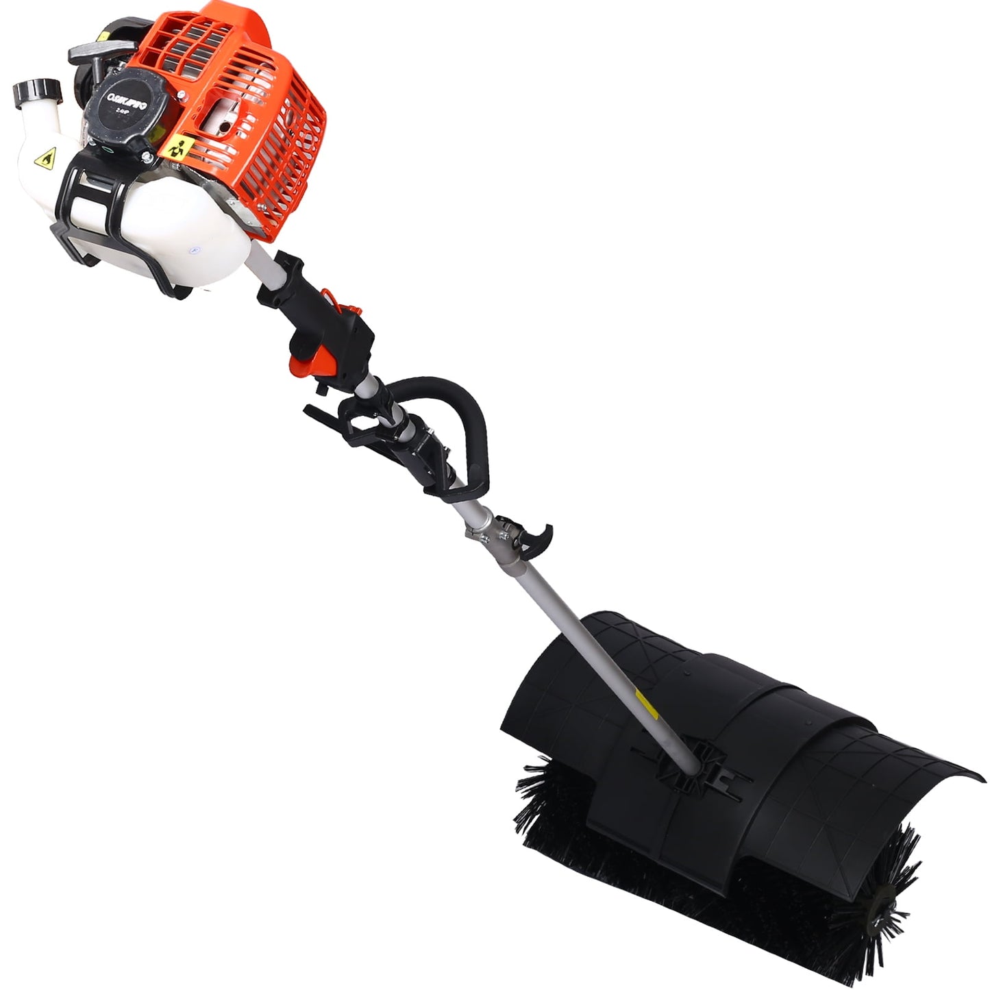 52CC 2 Stroke 2.4HP Gas Power Broom Sweeper, 21" X 10" Brush Snow Sweeper Brush Machine, Outdoor Handheld Driveway Turf Lawns Artificial Grass Power Brush