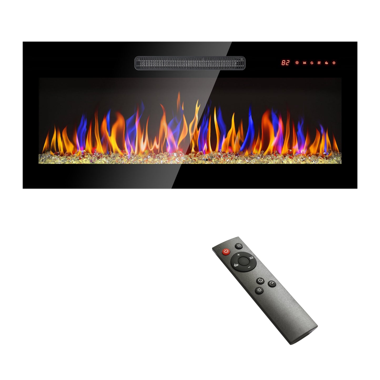 36" Electric Fireplace Heater Insert, Recessed and Wall Mounted Electric Fireplace, ETL Certification Remote Control Electric Fireplace Insert with Adjustable Color