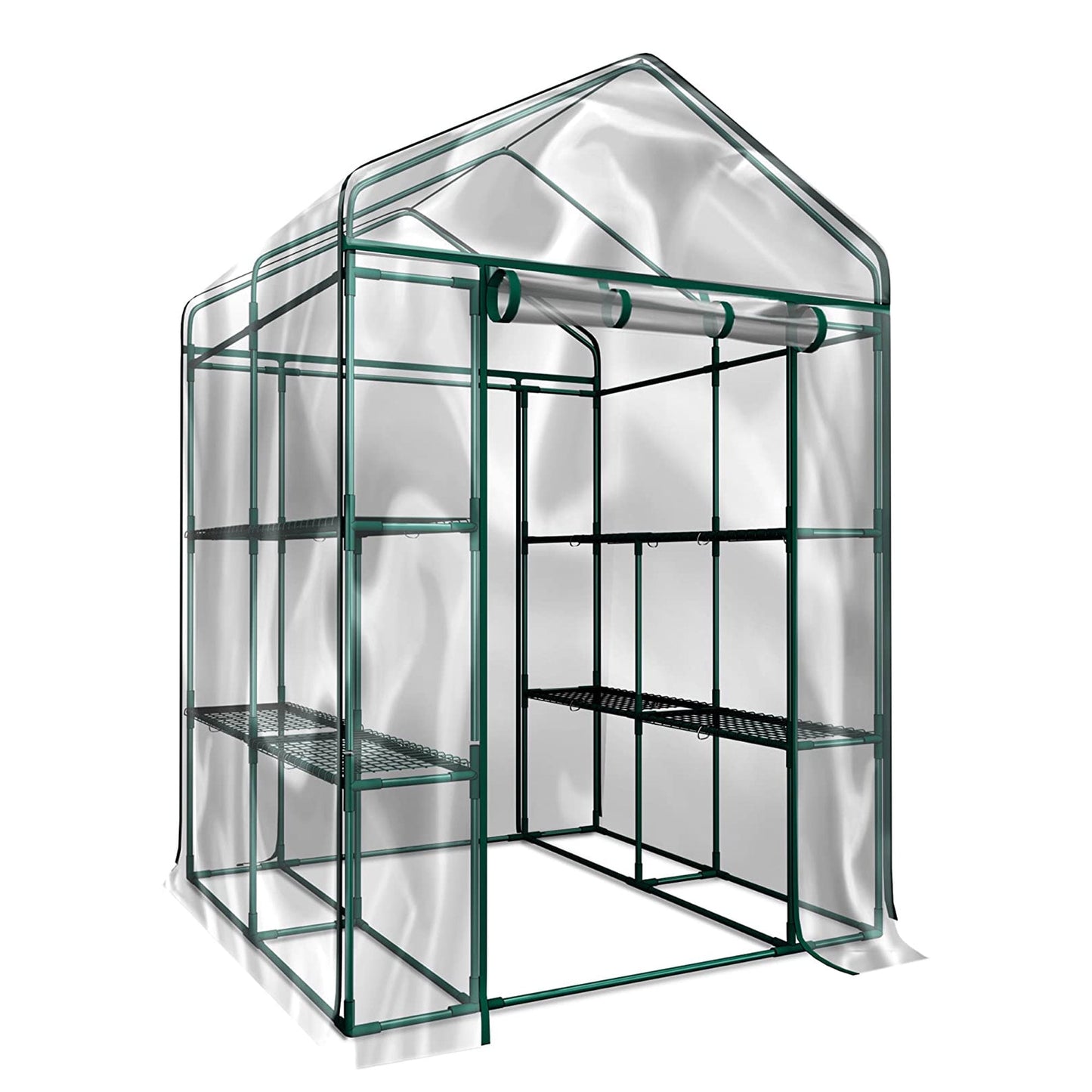 Greenhouse for Outdoors, 6.2' x 6.2' x 6.6' Aluminum Greenhouse with Window, Sliding Door