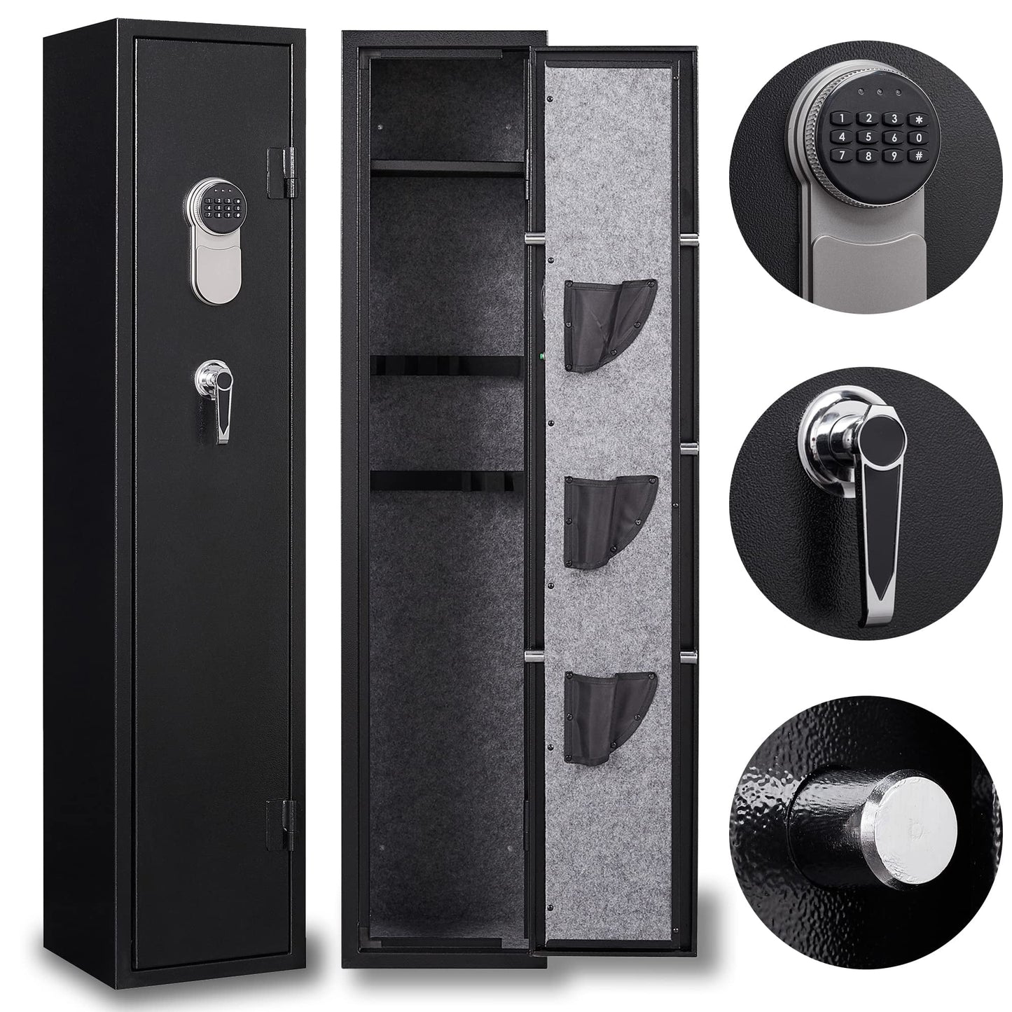 Gun Safe for Home Rifles and Pistols, 3-5 Gun Electronic Digital Gun Security Cabinet, Rifle Safe & Cabinets