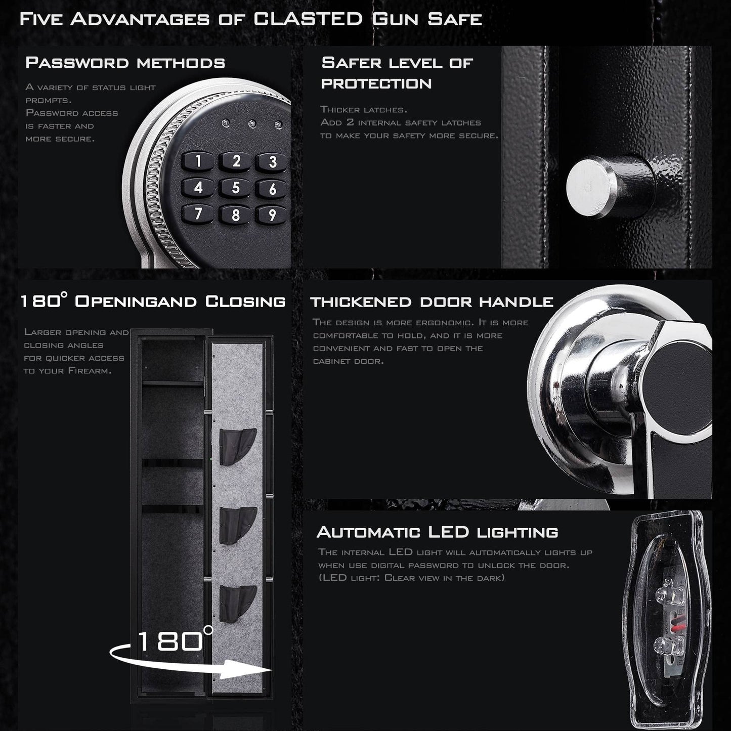 Gun Safe for Home Rifles and Pistols, 3-5 Gun Electronic Digital Gun Security Cabinet, Rifle Safe & Cabinets