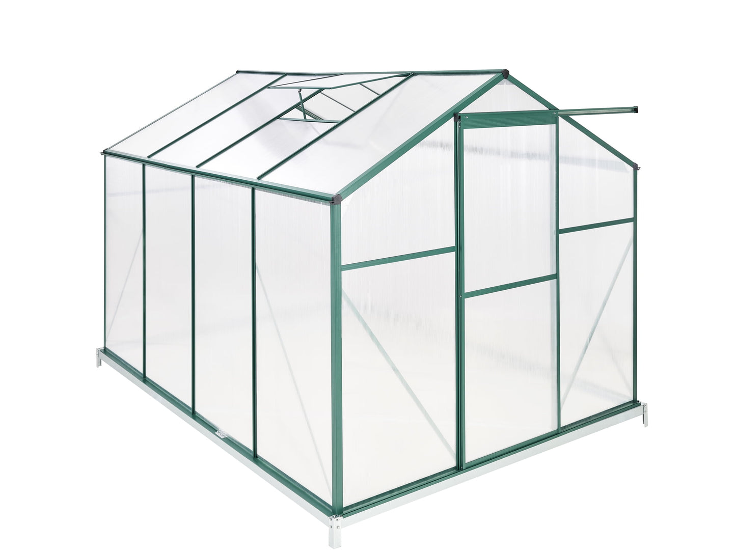 Greenhouse for Outdoors, 6.2' x 6.2' x 6.6' Aluminum Greenhouse with Window, Sliding Door