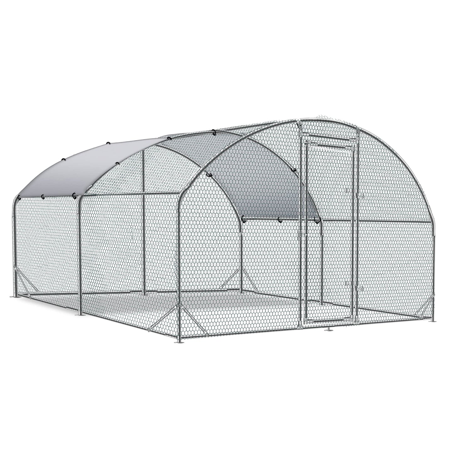 Outdoor Chicken Cages and Pens 9.2'W x 9.2'L x 6.5'H, Large Metal Chicken Coop, Duck Coop House Poultry Enclosure Rabbits Habitat Kennel with Waterproof and Anti-Ultraviolet Cover