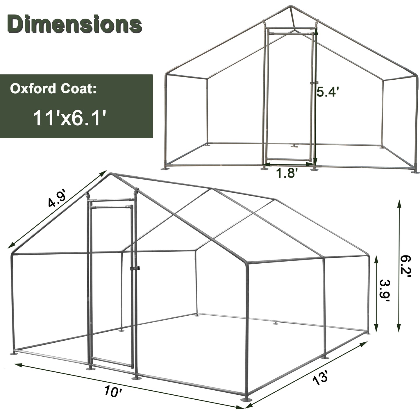 Outdoor Chicken Cages and Pens 10 X 13 ft, Large Metal Chicken Coop for 6-8 Chickens