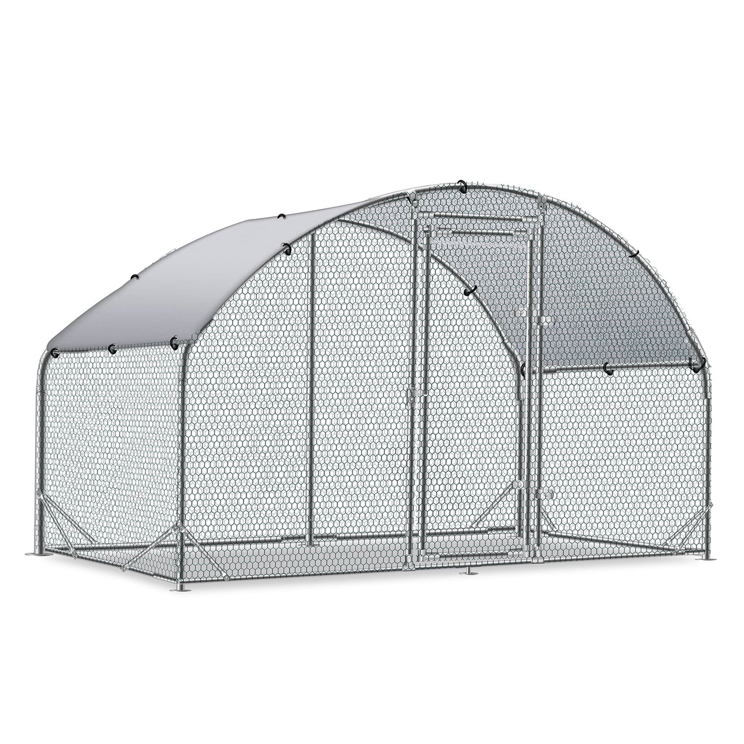 Outdoor Chicken Cages and Pens 9.2'W x 9.2'L x 6.5'H, Large Metal Chicken Coop, Duck Coop House Poultry Enclosure Rabbits Habitat Kennel with Waterproof and Anti-Ultraviolet Cover