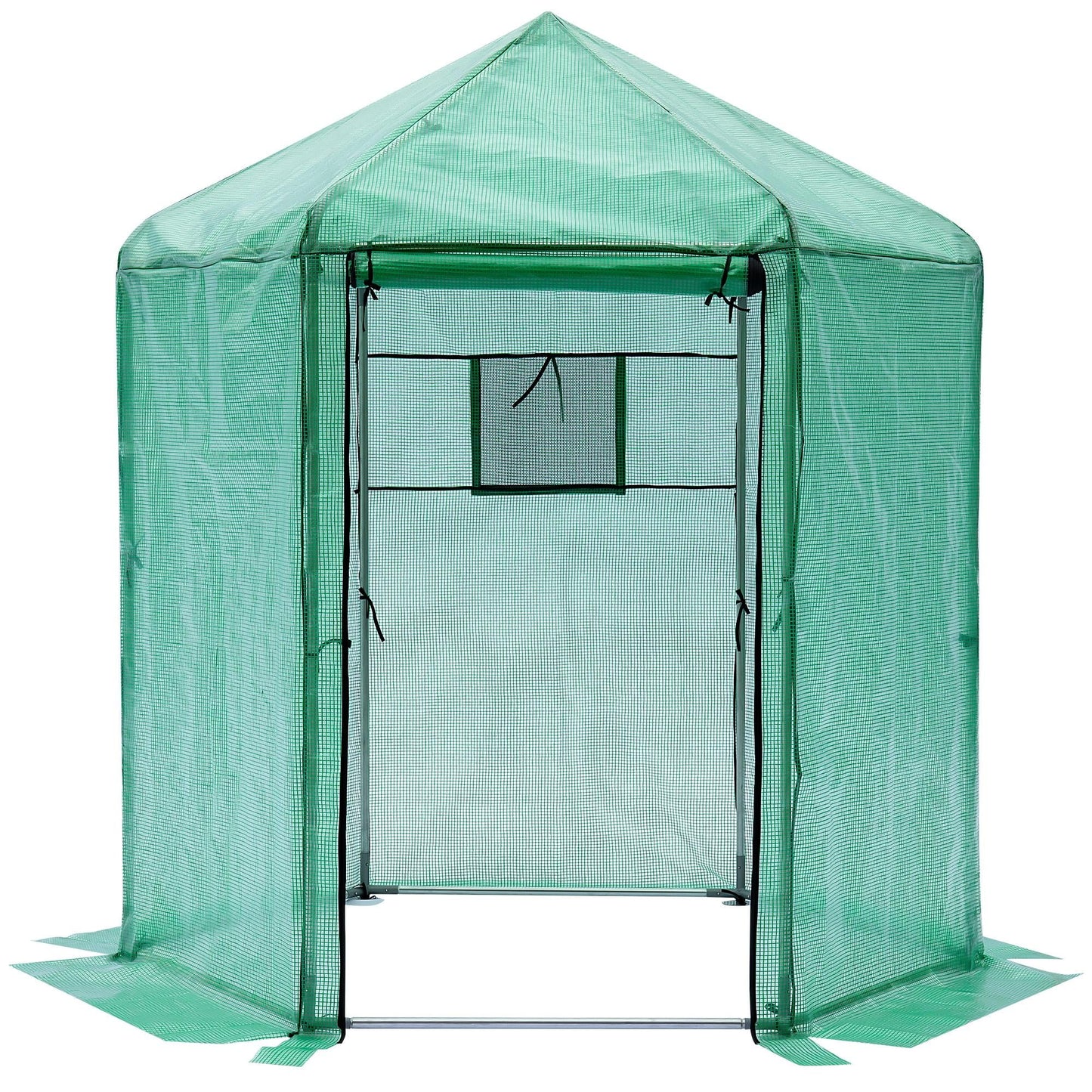 7' x 7' x 7.3' Walk-in Greenhouse for outdoors, Hexagonal Heavy-Duty Metal Frame Greenhouse with 160g PE Cover