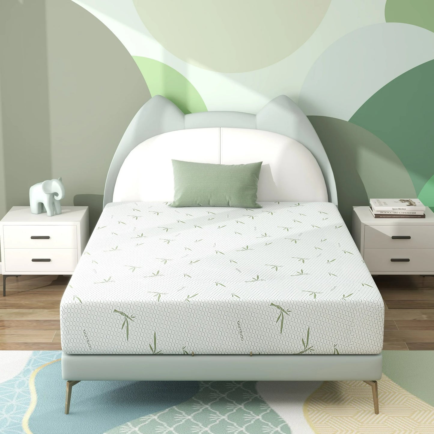 8 Inch Twin Mattress, Green Tea Gel Memory Foam Mattress in a Box, Cooling Mattress with Bamboo Cover for Pressure Relief, Sleep Support, Medium Firm, CertiPUR-US