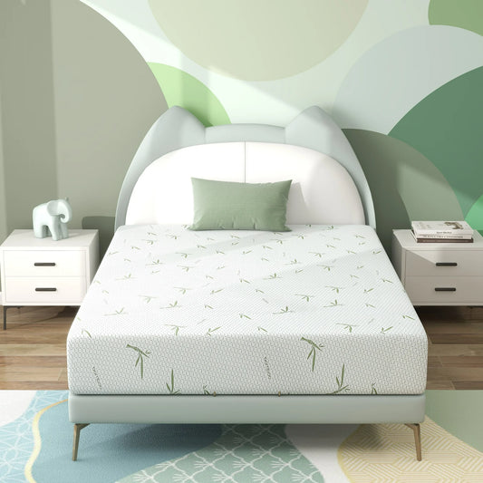 8 Inch Twin Mattress, Green Tea Gel Memory Foam Mattress in a Box, Cooling Mattress with Bamboo Cover for Pressure Relief, Sleep Support, Medium Firm, CertiPUR-US
