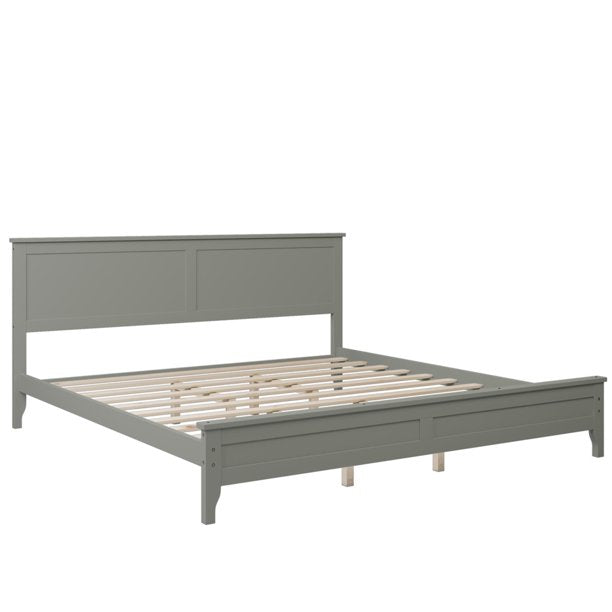 King Bed Frames, SESSLIFE Gray King Platform Bed with Headboard and Footboard, Wood King Bed with 10 Wooden Slats, No Box Spring Needed, Modern Bedroom Furniture for Kids Teens Adults