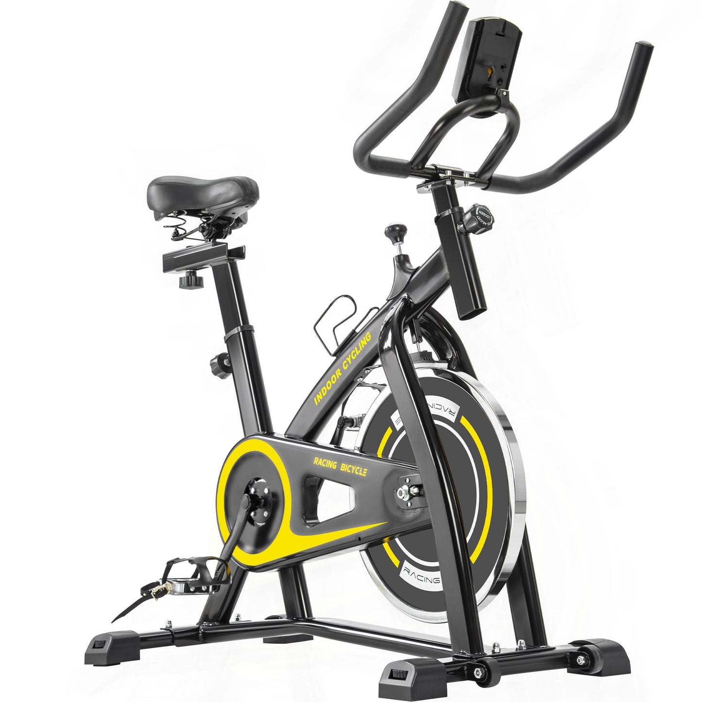 Indoor Cycling Bike Stationary, Smooth Exercise Bicycle with Adjustable Seat / Bottle Holder / LCD Monitor, DT13