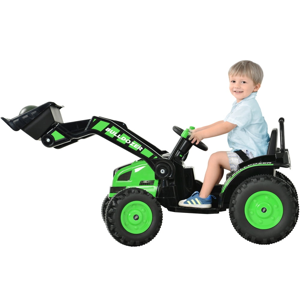 SESSLIFE Ride on Cars for Boys, 12V Ride on Excavator with Remote Control, MP3 Player, Horn, Safety Belt, Kids Ride on Toys for 3-5 Yrs. Old, Construction Ride on Bulldozer for Xmas Gift, Green, X1615