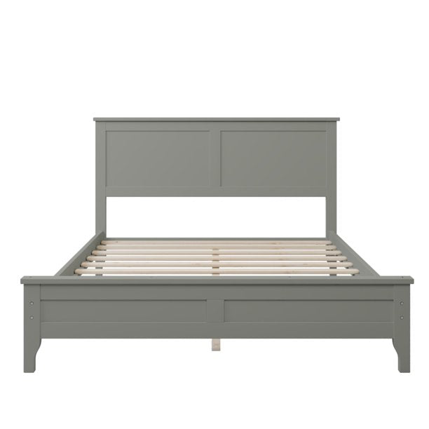 SESSLIFE Wood Full Size Bed Frames, Full Bed Frame No Box Spring Needed, Platform Bed Frame with Headboard and Footboard Modern Gray Bed Frame for Kids Teens Adults Bedroom