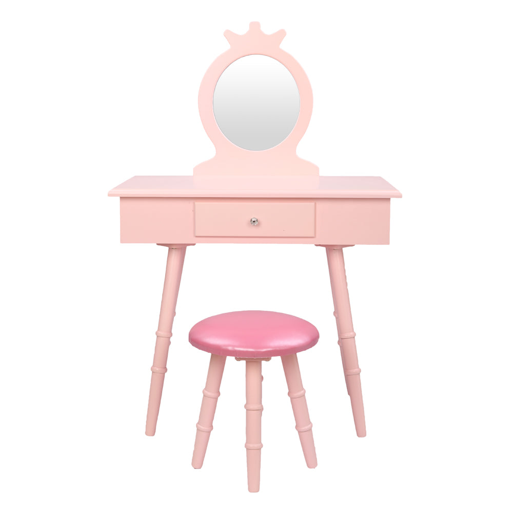 Kids Princess Vanity Table and Chair Set, Kids Vanity Set with Mirror, Makeup Dressing Table for Girls Age 4-9