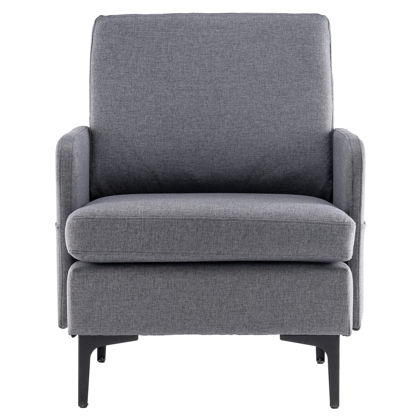 Sesslife Single Sofa, Modern Accent Chair with Metal Feet, Modern Leisure Arm Chair for Bedroom, Living Room, Light Gray