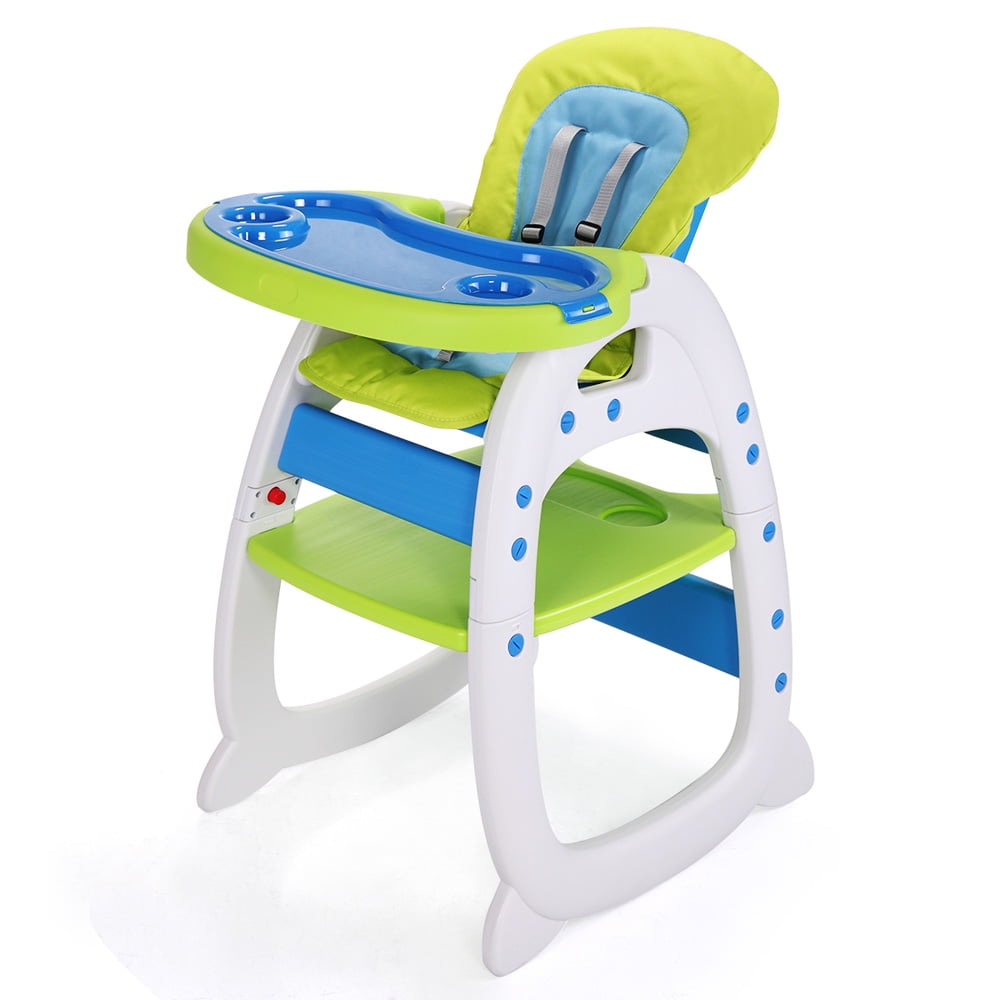 Feeding High Chairs for Baby and Toddler, SESSLIFE Convertible High Chairs with Removable Tray and Cushion, Baby Feeding Booster Seat w/Safety Belt & Adjustable Back for 6 Month-6 Years, Green, X2302