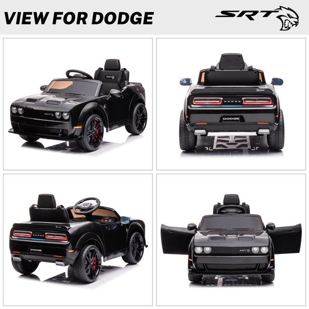 Dodge Licensed 12V Kids Ride on Car with Parent Remote Control, LED Lights, MP3 Player, Spring Suspension, Battery Powered Sports Ride on Toys for 2-4 Years Old Boy and Girl, Black