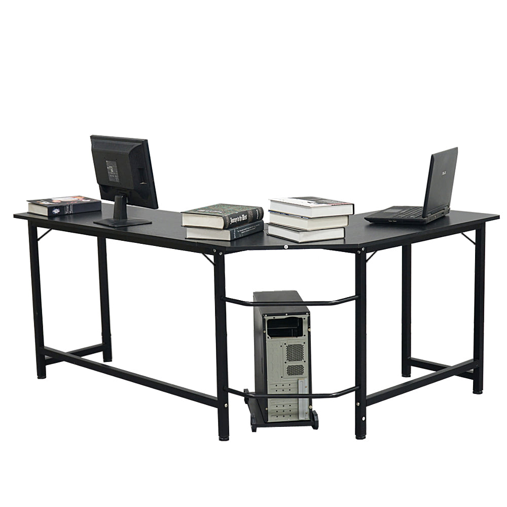 Large Computer L-Shaped Desk, White Writing L-Shaped Desk，Modern Study L-Shaped Desk with Metal Frame，Large 2 Person Table for Home Office Workstation