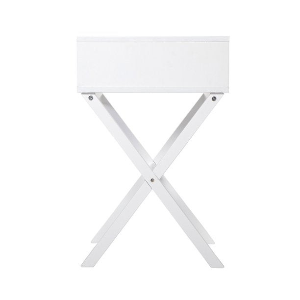 White Nightstand Set of 2, Sesslife X-Shaped Sofa Side Table, Modern Wooden End Table with Drawer, Bedside Tables for Bedroom Living Room, White, X3321